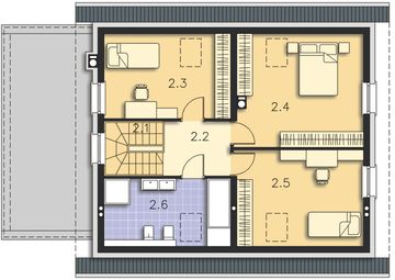 Projekt domu Fulton II LMP342a - rzut poddasza, dom liczy 4 pokoje, 2 łazienki i wc