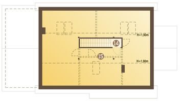 Projekt domu Hirek z garażem 1-st. [A] - rzut poddasza, dom liczy 3 pokoje, 2 łazienki i wc