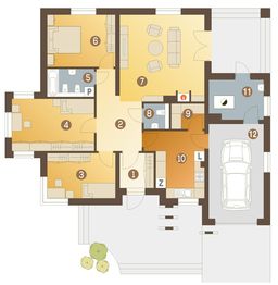 Parter projektu - Perkoz z garażem 1-st. [A]