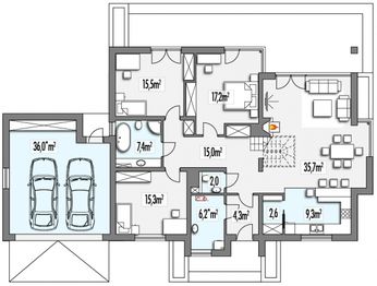 Parter projektu - Alabama 4D 2-garaże