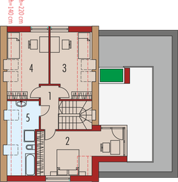 Projekt domu Markus G1 - rzut poddasza, dom liczy 3 pokoje, 2 łazienki i wc