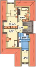Poddasze projektu - Poziomka energo+ wersja B pojedynczy garaż