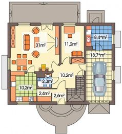 Parter projektu - Tymek wersja A z poj. gar. i piwnicą paliwo stałe