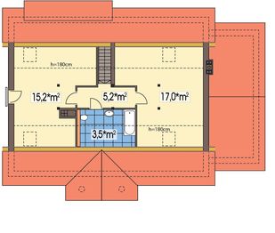 Poddasze projektu - Sielanka 100 MDM wersja A z pojedynczym garażem paliwo stałe
