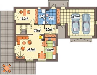 Parter projektu - Sosenka 2 energo+ wersja B z podwójnym garażem