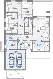 Parter projektu - Ambrozja 2 wersja D z poddaszem do adaptacji z podwójnym garażem ps