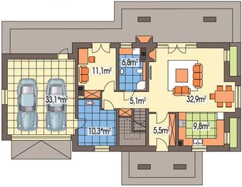 Parter projektu - Aston 2 energo+ wersja B podwójny garaż paliwo stałe
