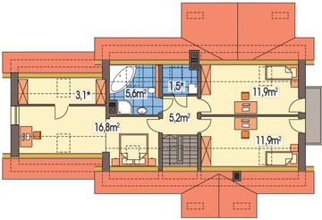 Poddasze projektu - Aston 2 energo+ wersja B podwójny garaż paliwo stałe