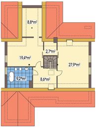 Poddasze projektu - Ambrozja 2 wersja B z poddaszem do adaptacji z pojedynczym garażem paliwo stałe