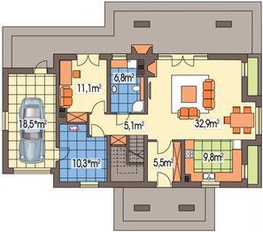 Parter projektu - Aston 2 wersja C z poj. gar. i ścianką kolankową paliwo stałe