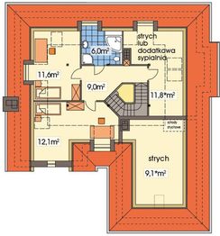 Poddasze projektu - Lawenda 2A z piwnicą