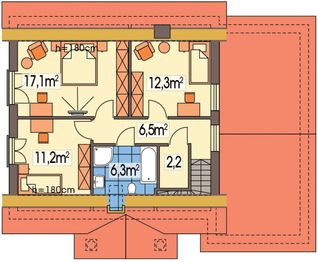 Poddasze projektu - Hiacynt wersja C plus z pojedynczym garażem paliwo stałe