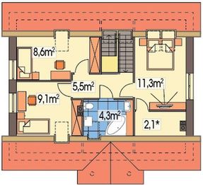 Poddasze projektu - Sosenka 1 energo+ wersja A bez garażu