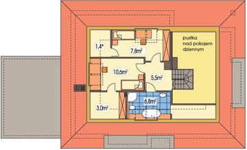 Poddasze projektu - Alabama 2 wersja D z podwójnym garażem paliwo stałe