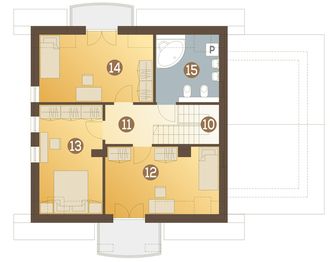 Poddasze projektu - Szafir z garażem 1-st. [A]