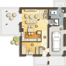 Parter projektu - Jarząbek z garażem 1-st. [A]