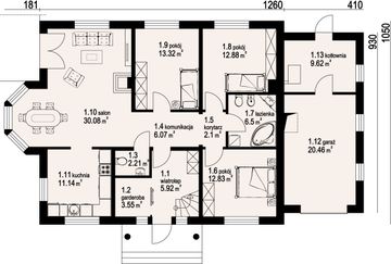 Parter projektu - Zadębie Średnie z garażem Mc