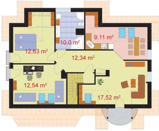 Poddasze projektu - Merlo dom dwurodzinny