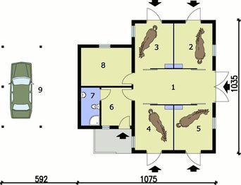 Parter projektu - S10 stajnia dla koni - 4 boksy