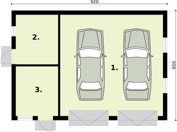 Parter projektu - G3 garaż dwustanowiskowy z pomieszczeniami gospodarczymi