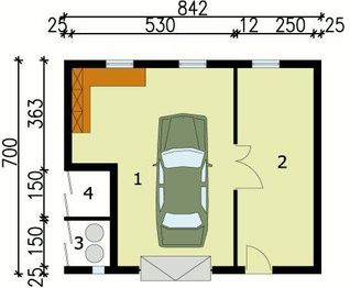 Projekt garażu G108 - rzut parteru, dom liczy 0 pokoje, 0 łazienki i wc