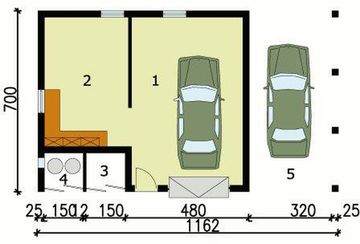 Parter projektu - G119 garaż dwustanowiskowy z wiatą