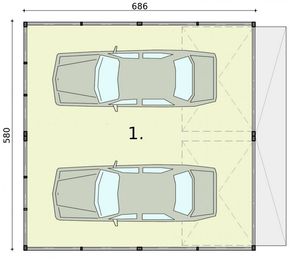 Parter projektu - Budynek gospodarczy GB32 Blaszany Dwustanowiskowy