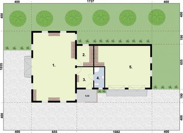 Projekt budynku gospodarczego BGS13 Budynek gospodarczy - rzut parteru, dom liczy 0 pokoje, 1 łazienki i wc