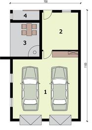 Parter projektu - G320 garaż dwustanowiskowy z pomieszczeniem gospodarczym i altaną
