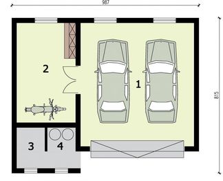 Parter projektu - G316 garaż dwustanowiskowy z pomieszczeniem gospodarczym