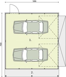 Parter projektu - GB23 garaż blaszany dwustanowiskowy