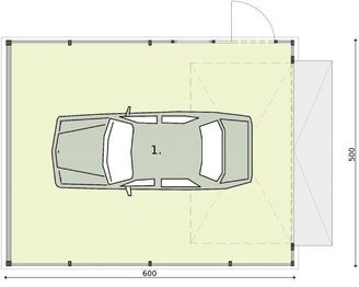 Parter projektu - GB25 projekt garażu blaszanego jednostanowiskowego
