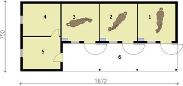 Parter projektu - S31 Stajnia angielska dla koni z boksami z wyjściem na zewnątrz- 3 boksy