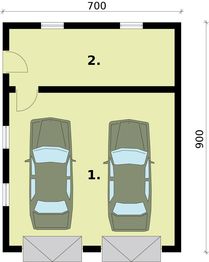 Parter projektu - G1a2 garaż dwustanowiskowy z pomieszczeniem gospodarczym