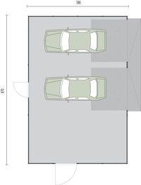 Parter projektu - GB7 projekt garażu blaszanego dwustanowiskowego z pomieszczeniem gosp.