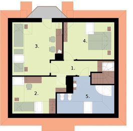 Projekt domu Malibu 2 - rzut poddasza, dom liczy 4 pokoje, 2 łazienki i wc