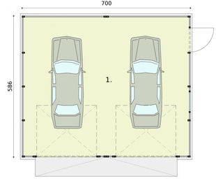 Parter projektu - GB16 Garaż blaszany dwustanowiskowy