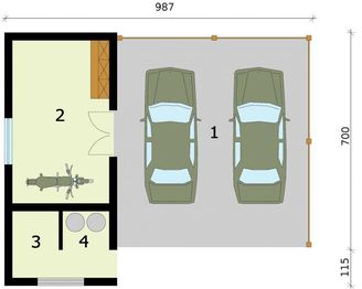 Parter projektu - G275 wiata garażowa z pomieszczeniem gospodarczym