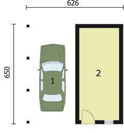 Projekt budynku gospodarczego G89 budynek gospodarczy - rzut parteru, dom liczy 0 pokoje, 0 łazienki i wc