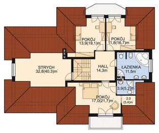 Poddasze projektu - APS 105 + P + 2G