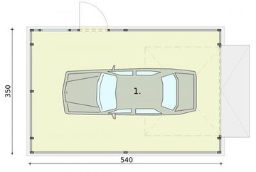 Parter projektu - GB13 projekt garażu blaszanego jednostanowiskowego