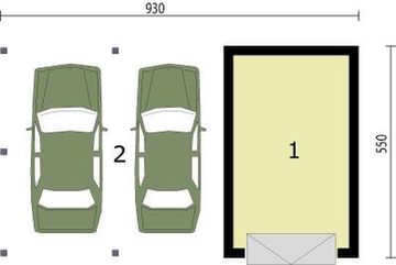 Parter projektu - G249 garaż jednostanowiskowy z wiatą