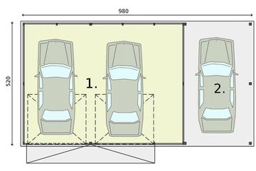 Parter projektu - GB28 projekt garażu blaszanego z wiatą