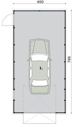 Parter projektu - GB29 projekt garażu blaszanego jednostanowiskowego