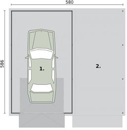 Parter projektu - GB31 projekt garażu blaszanego jednostanowiskowego z wiatą