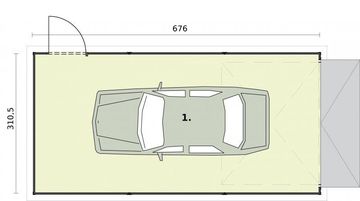 Parter projektu - GB34 projekt garażu blaszanego jednostanowiskowego