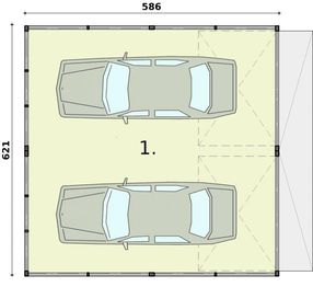 Parter projektu - GB14 Garaż blaszany dwustanowiskowy