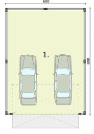 Parter projektu - GB15 Garaż blaszany dwustanowiskowy