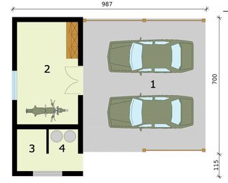 Parter projektu - G280 wiata garażowa z pomieszczeniem gospodarczym