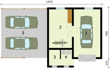 Parter projektu - G282 garaż z wiatą i pomieszczeniami gospodarczymi